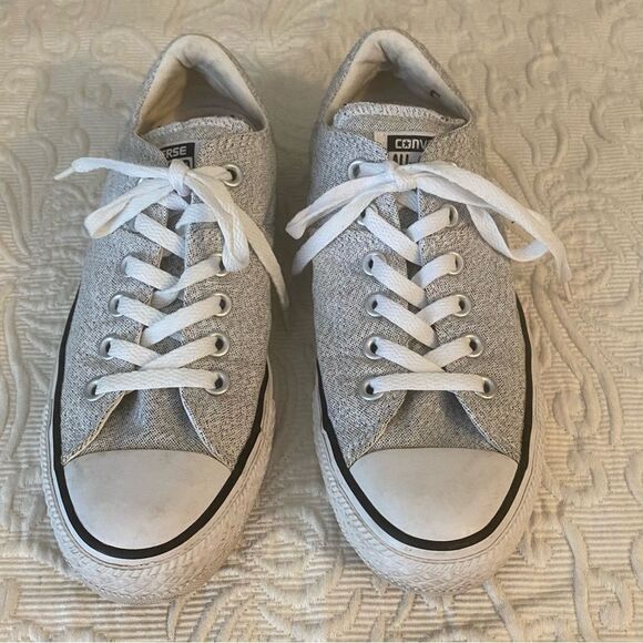 Converse All Star Madison Low Top Sneakers Silver Shimmer Cushion Tongue - Picture 2 of 9